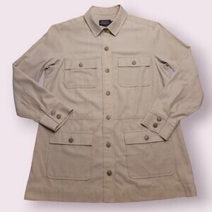 Pendleton Khaki Silk Blend Utility Safari Top Women’s Medium Petite • EUC